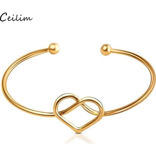 2020 New Heart Bangles for Women Fashion Gold Color Adjustable Open Love Cuff Bracelet Designer Jewelry Valentines Day Gift