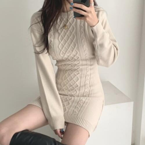 Winter WomenS Dress 2021 Bodycon Sweater Women Dress Long Sleeve Knitted Dresses Maxi Vintage Oversize Dresses Knitting Fall