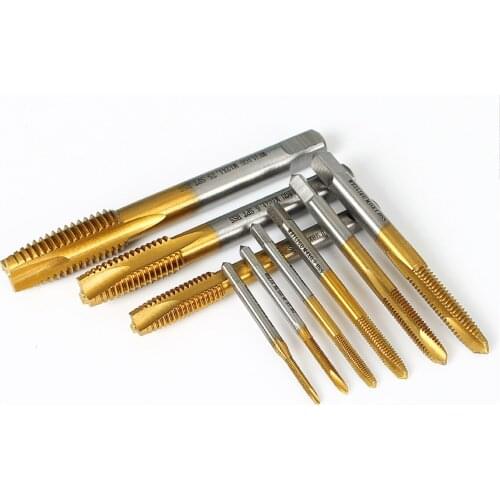 1Pcs Machine Taps Drill Bits Titanium-plated HSS Screw Thread Plug Taps Tools Parts M2 M2.5 M3 M4 M5 M6 M8 M10 M12