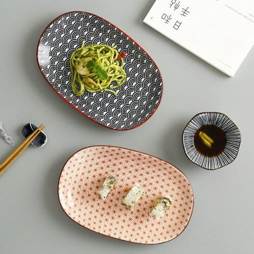 10 inch denier plate ceramic underglaze color dish plate dessert plate simple home hotel restaurant oval ceramic plate