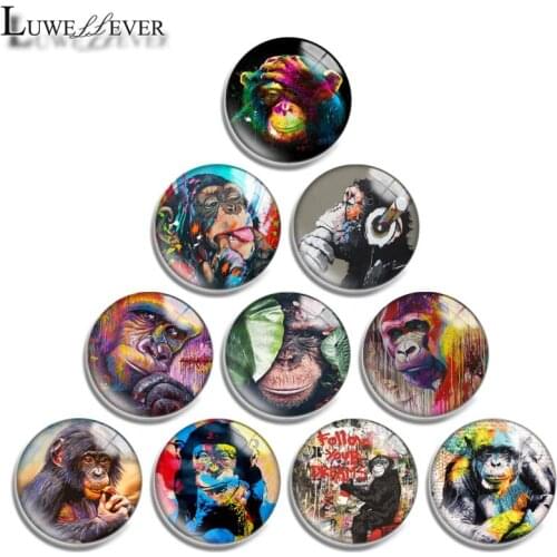 10mm 12mm 16mm 20mm 25mm 30mm 612 orangutan Mix Round Glass Cabochon Jewelry Finding 18mm Snap Button Charm Bracelet