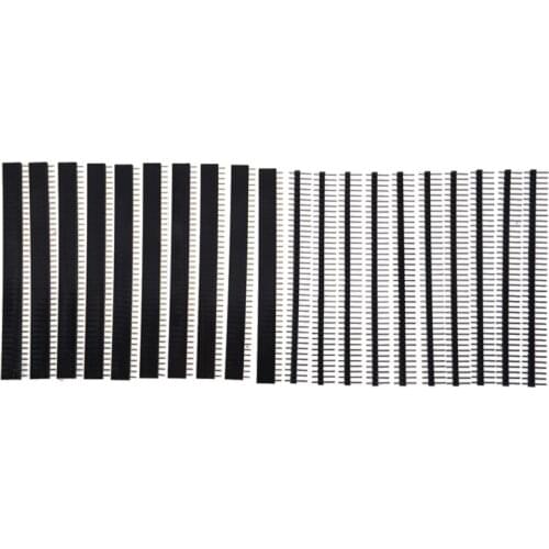 10 x Single Row Male and Female 40 Tiller Header 2.54 mm Black