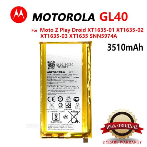 100% Original 3510mAh GL40 For Motorola Moto Z Play Droid XT1635 XT1635-01 XT1635-02 XT1635-03 High quality Battery