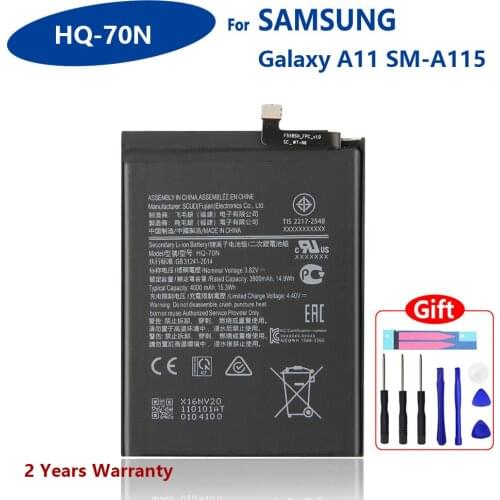 100% Genuine HQ-70N Battery For Samsung Galaxy A11 A115 SM-A115 4000mAh Mobile Phone High Quality Batteries With Gift Tools