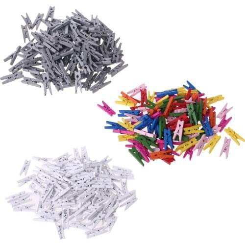 100Pcs Small Size 25mm Mini Natural Wooden Clips for Photo Paper Pegs Clothespin Craft Decoration School Office Supplies