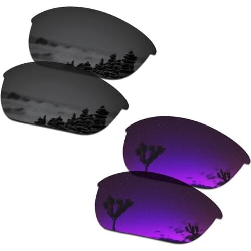 SmartVLT 2 Pairs Polarized Sunglasses Replacement Lenses for Oakley Half Jacket 2.0 Stealth Black and Plasma Purple