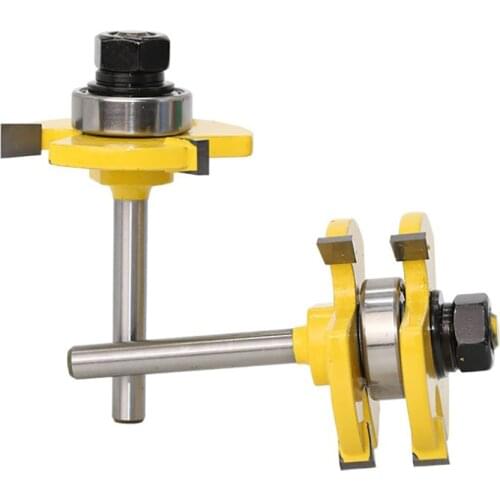 2pcs 6.35mm 1/4 Shank Knife 3-tooth T-shaped knives Wood Cutter Tools For Woodworking Machine Milling Cutter knife