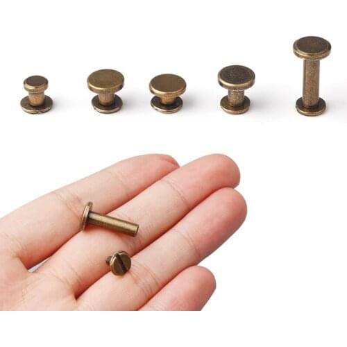 20Pcs Screw Nail Rivets For Leather Craft Belt Wallet Solid Brass Nail Rivets Screws Cloth Button Decoration Nail 5 6 6.5 8 17mm