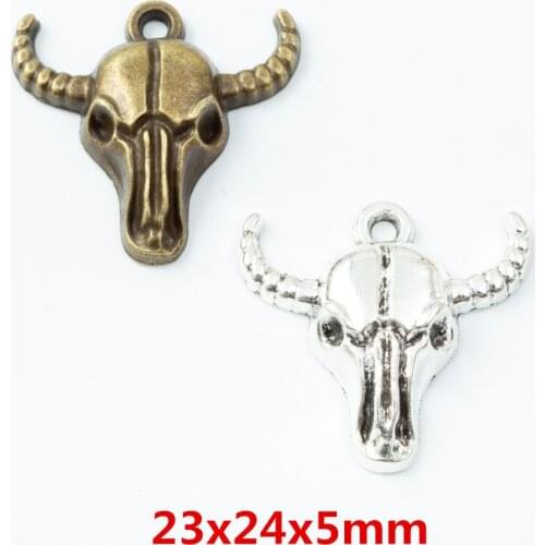 30 pieces of retro metal zinc alloy cow pendant for DIY handmade jewelry necklace making 6750