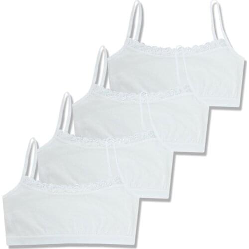 4pcs/Lot Cotton Young Girls Training Bra Children Bras Kids Vest Teens Underwear