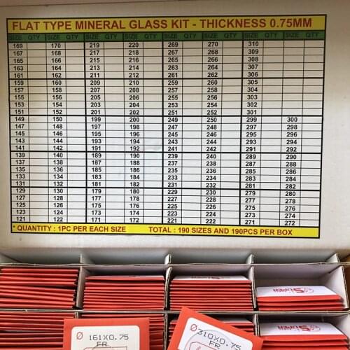 Watch accessories 0.75mm thickness flat glass mirror set 161-310mm in total 190