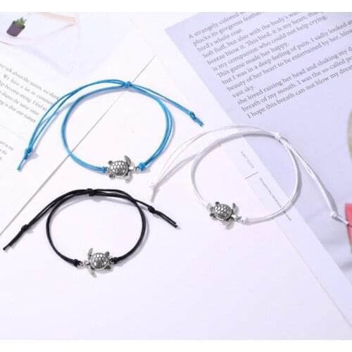 2020 Europe And The United States New Retro Simple Line Rope Bracelet Anklet Creative Compass Turtle Two-piece Fashion Jewelry