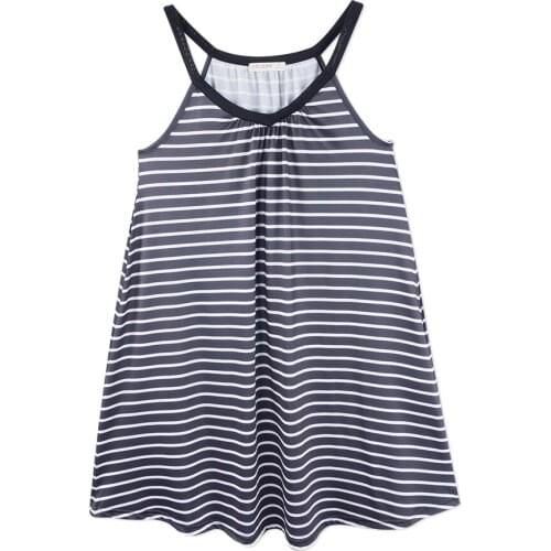 Neatie kiddie Sexy Sleeveless Women Sleepwear Nightgowns Stripe Print Casual V-neck Mini Nightwear Dress