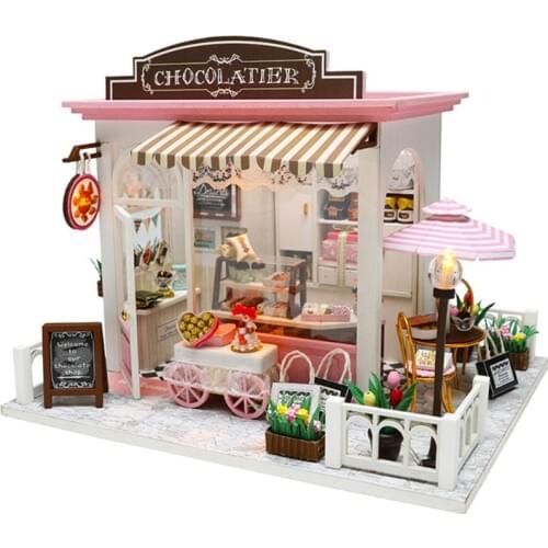 DIY Mini Dollhouse Set Miniature Doll House Kit with Led Lights and Furniture