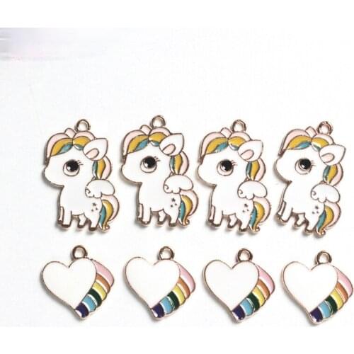 Unicorn love leather earpiece pendant jewelry making supplies mixed lot earring hair keychain accessories charms metal stamping