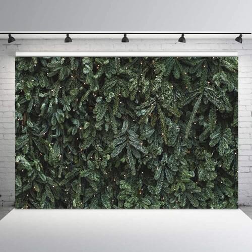Christmas backdrops green fir-trees lights photo background family home decoration Xmas party banner baby shower studio propsB99