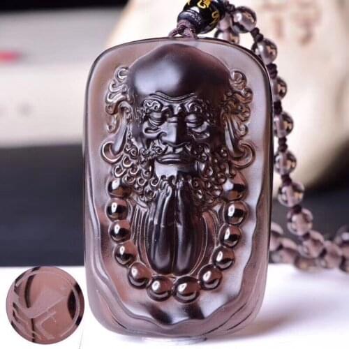Classy Ice obsidian Pendant Bodhidharma Amulet With Mala Bead Necklace Hanging drop mascot