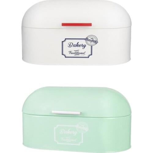 Kitchen Metal Bread Box Countertop Bread Storage Bin Container w/Lid