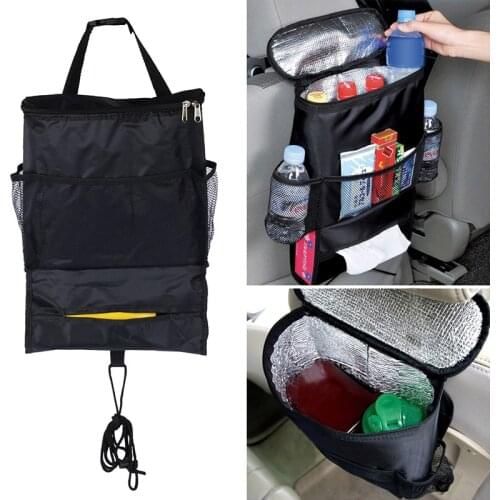Car Seat Multifunction Car Back Cushion Vehicle Storage Bag Grocery Bags Black NJ88