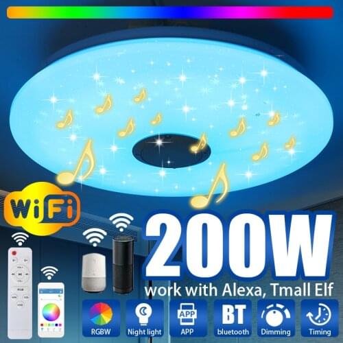 Upgrade WIFI 100W LED Ceiling Lights with High Sound Quality Speaker RGB Dimmable Bedroom Ceiling Light Works with Home/Alexa