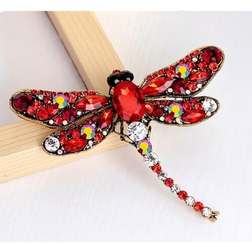 Fashion retro shiny design imitation dragonfly brooch exaggerated dress scarf brooch hairpin jewelry womens accessories