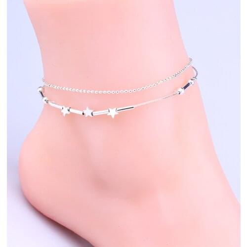 Simple Style Fashion Jewelry Five-pointed Star Plated Double Copper Tube Anklet Plated Bohemian Womens Earrings