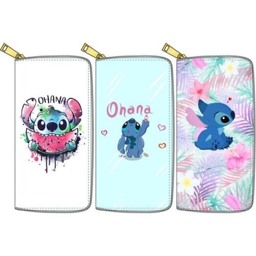 Disney New Stitch PU Long Zipper Wallet Stitch Wallet Student Cute Wallet Birthday Gift Coin Purse Wallets for Women