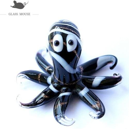 Wholesale Handmade Murano Glass Octopus Figurine Ornament Cute Vivid Sea Animals Home Table Aquarium Fish Tank Decor Accessories