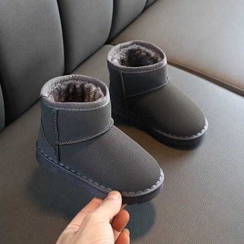 2-12 Year Snow Baby Fashion Boys Girls Kids Shoes ChildrenS PU Leather Ankle Boots For Female Winter Waterproof Warm Plush 2020