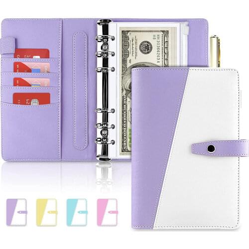 A6 PU Leather Notebook Binder Refillable 6 Ring Binder for A6 Filler Paper,Personal Planner Binder Cover with Magnetic Buckle