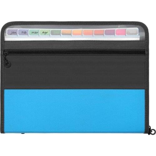 13 Pockets Expanding File Folder, Accordion Document Organizer Letter A4 Size Zipper Closure