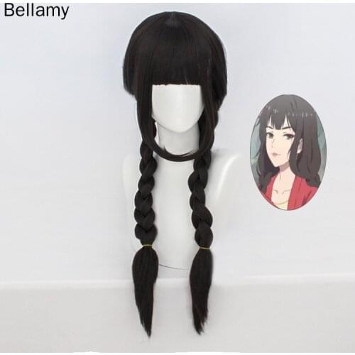 Anime Hundred demon spectrum Taoyao Cosplay hairwear Braid Long Black hair Cosplay Wig +Wig Cap