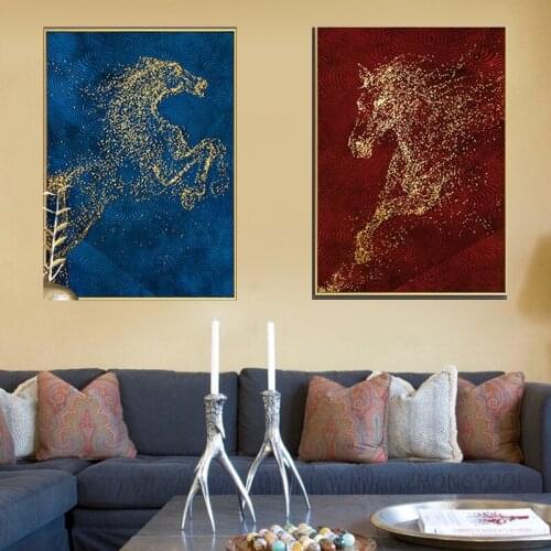 Modern style posters, abstract horse printed canvas, oil painting, living room, bedroom wall decoration, home decoration