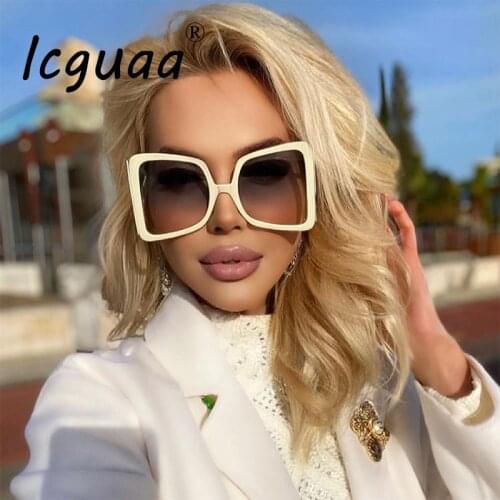ICGUAA Womens Mens Fashion Sunglasses 2021 Big Square Steampunk Brand Designer Square Sun Glasses Shades Female UV400
