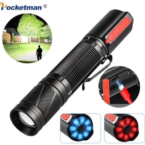 LED Tactical Flashlight Torch 5 Mode High Lumen adjustable waterproof Flash Light Camping Emergency Flashlights with Clip