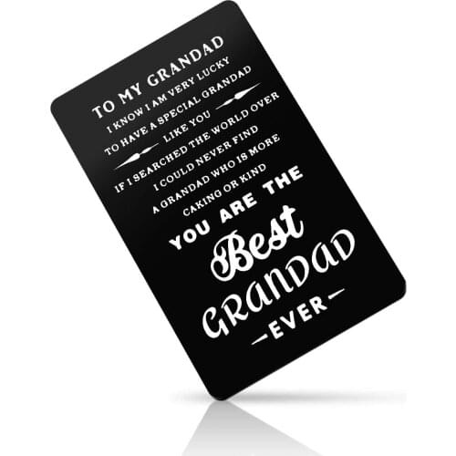 To My Grandpa Gift from Grandson Granddaughter Metal Wallet Insert Card Grandad Birthday Gift Fathers Day Gift DIY Wholesale