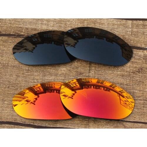 Vonxyz 2 Pairs Stealth Black & Ruby Mirror Polycarbonate Replacement Lenses for-Oakley Monster Dog Frame