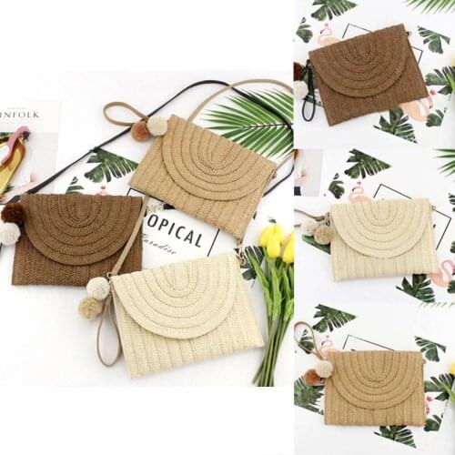 Women Girls Rattan Straw Bag Woven Square Handbag Crossbody Beach Summer Bali Island Bohemia Boho Flap Messenger Bags