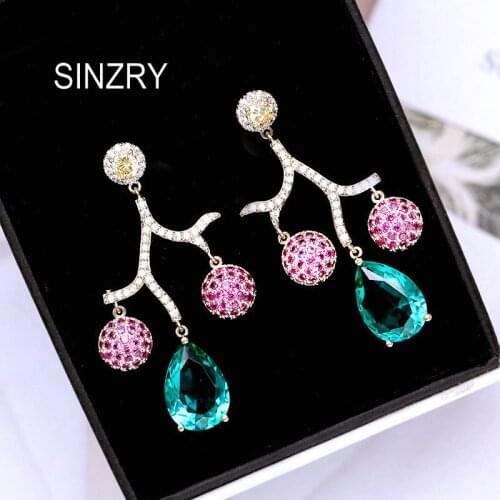 SINZRY new colorful cubic zirconia hemispherical tassel dangle earrings trendy elegant earrings for women