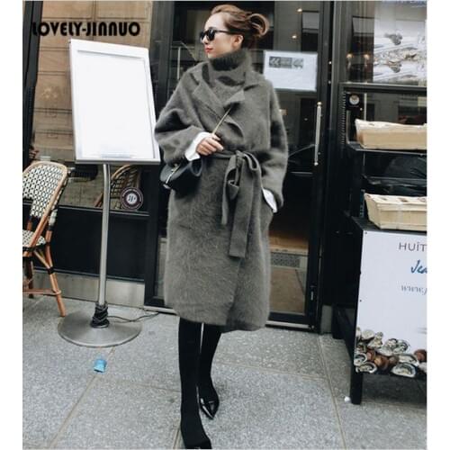 Genuine mink cashmere sweater women cardigan knitted jacket long fur coat free shipping JNS111
