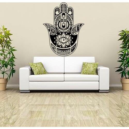 ZOOYOO Indian Buddha Lotus Hamsa Hand Wall Sticker Home Decor Vinyl Art Murals Living Room Sofa Background Decals