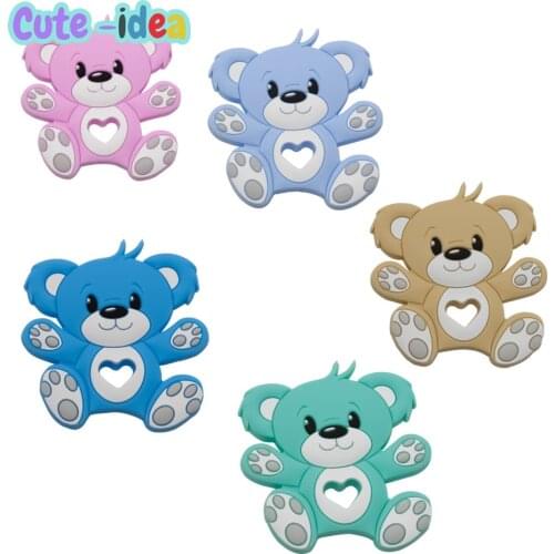 Cute-Idea 1PC Bear Cartoon Animal Lovely Shape Teether Nursing Pacifier Pendants Chain BPA Free Soft Baby Product Toy Teething