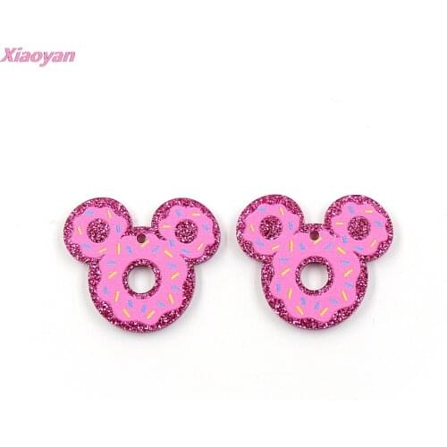 10pcs) PR1041-30mm Acrylic Mouse Head Donuts For Earrings Party DIY Glitter UV Jewelry Accessories