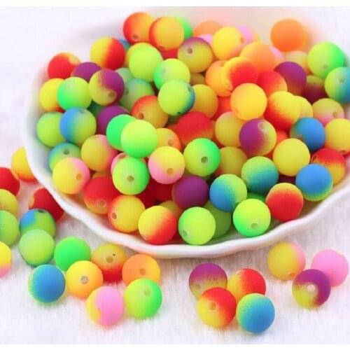 100pcs 6mm Hole Double color Gradual Change Acrylic Round hair beads for braids DIY dreadlock beads hair jewelry for braids