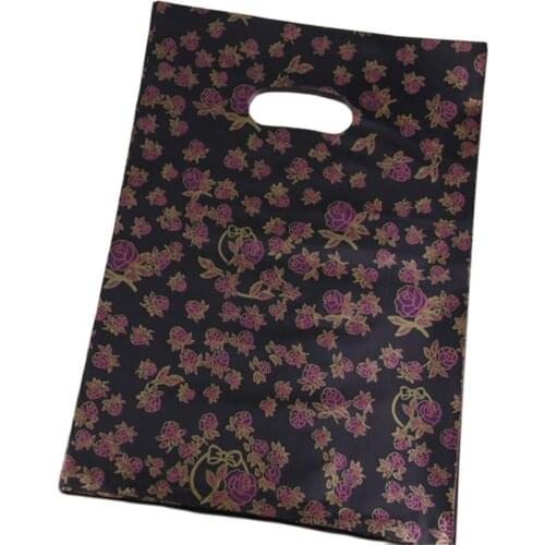 New Design Hot Sale Wholesale 100pcs/lot 25*35cm Black Luxury Fashion Rose Package Bags Large Plastic Underwear Packaging