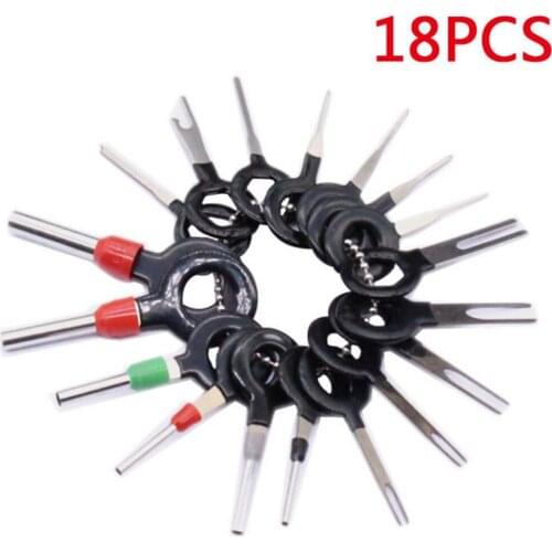 18PCS Wire Terminal Removal Tool Set Wiring Connector Pin Puller Aluminum Kit For Scooter Motorcycle RePair Tools