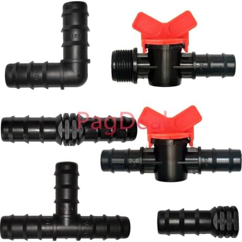 20pcs Drip Irrigation Switch Valve 1/2 3/4 Inch Fittings for 20mm Irrigation Tube Hose Connectors Barbed For Agricultura Garden