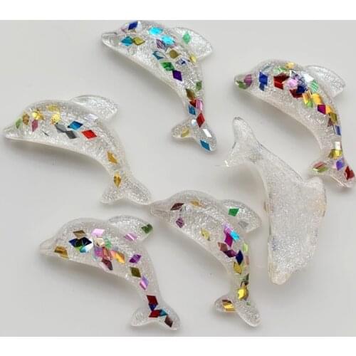 22*35mm 10PCS Glitter Sequins fill Rainbow Lovely Resin Flat Back Cabochon Rhinestone applique Craft DIY Scrapbook 16W153