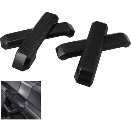 4Pieces Car Carbon Fiber Grain Interior Door Handle Cover Trim Kit for Ford F150 15-17 Easy Installation