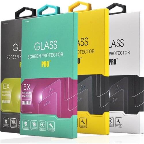 50 pcs Paper Packaging Package Retail Box with handle For iphone 7 plus samsung Mobile phone tempered glass screen protector